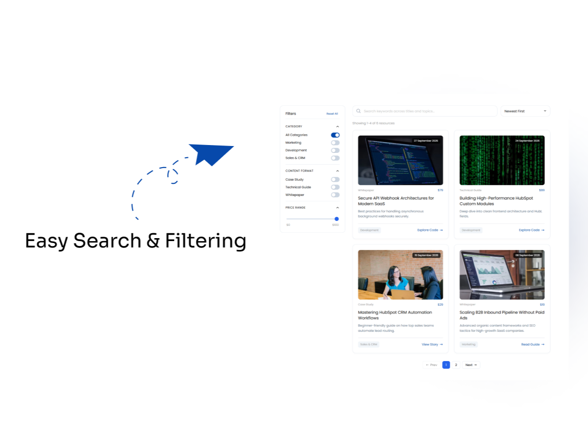 Search, Tag, Category & Price Range Filters