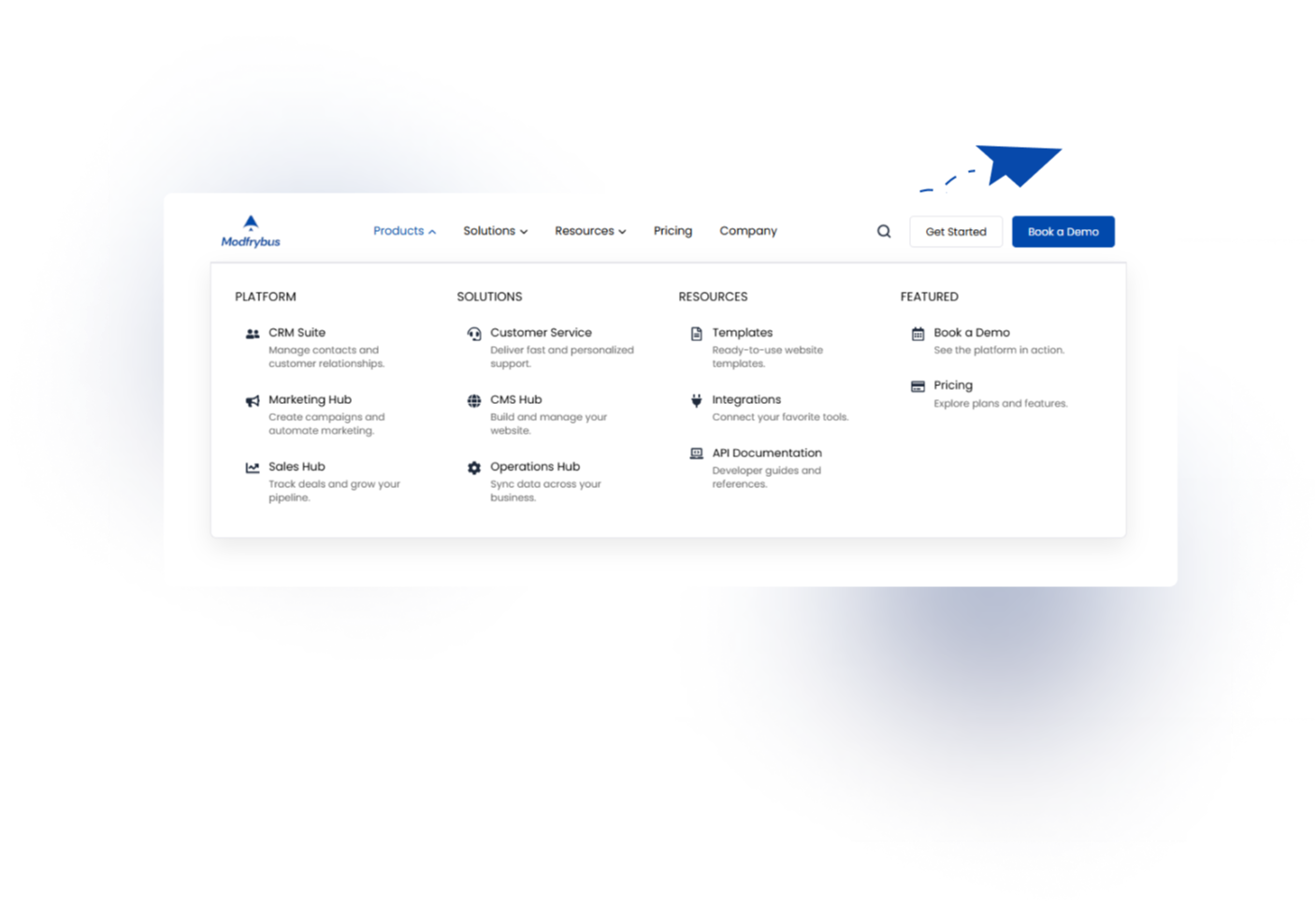 Create powerful 4-column mega menus with organized navigation and rich content.