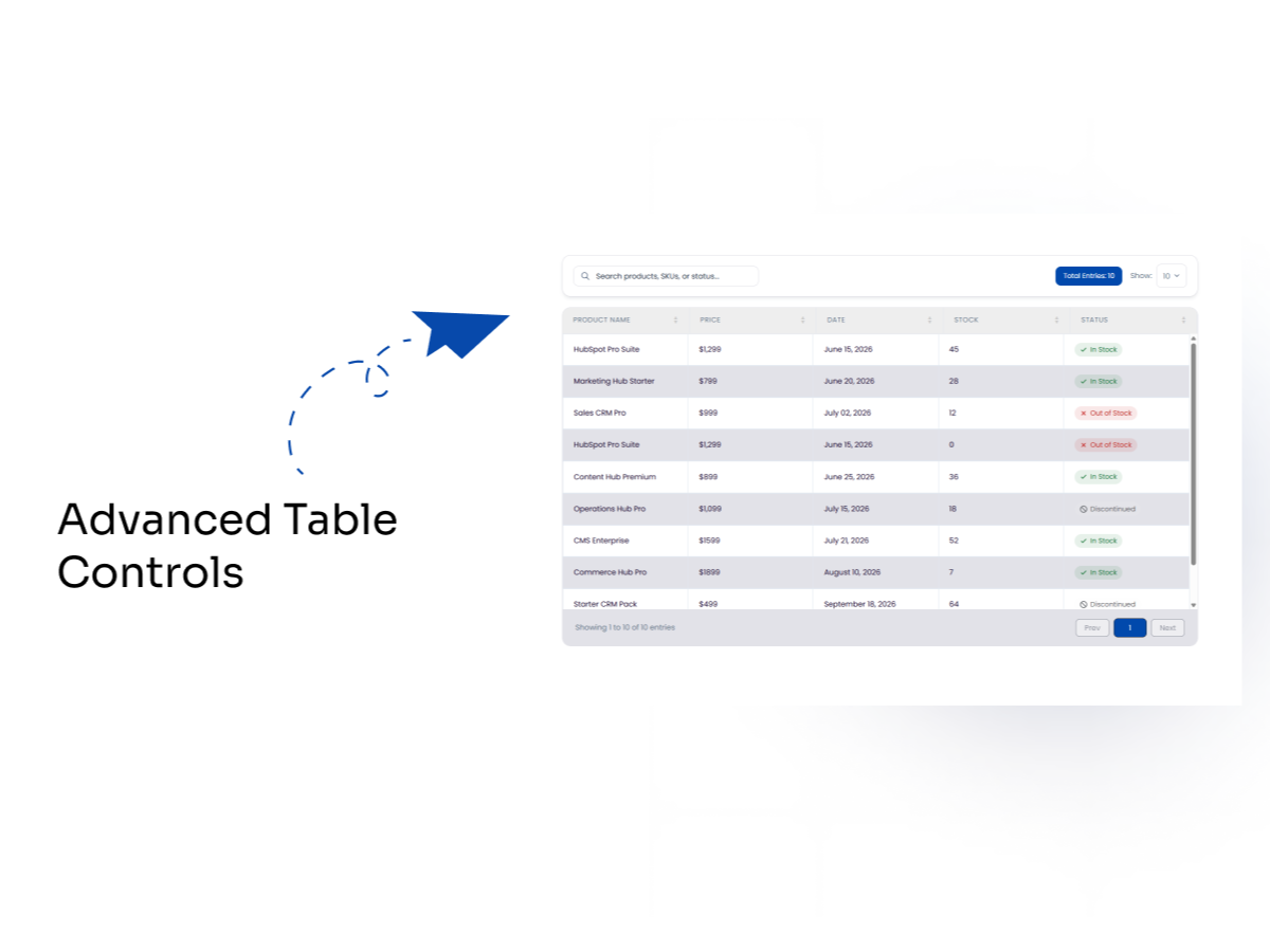 Advanced Table Controls
