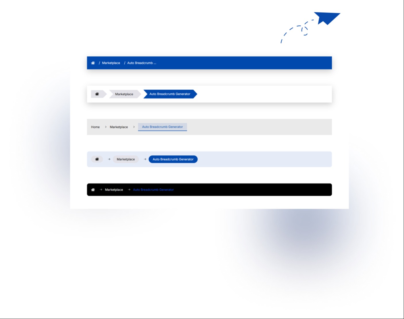 Multiple breadcrumb styles with flexible separators for better navigation