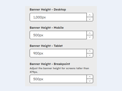 Desktop, Tablet and Mobile Height Options